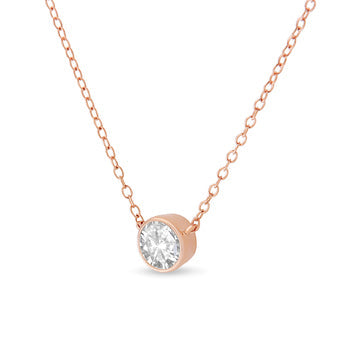 Bids.com .925 Sterling Silver 1/2 Cttw Diamond Bezel 18" Pendant Necklace (I-J Color, I2-I3 Clarity) Necklaces