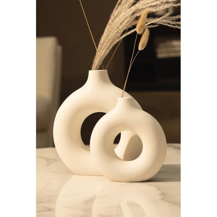 Modern Ceramic Vase Round Shape - 2 pcs/set