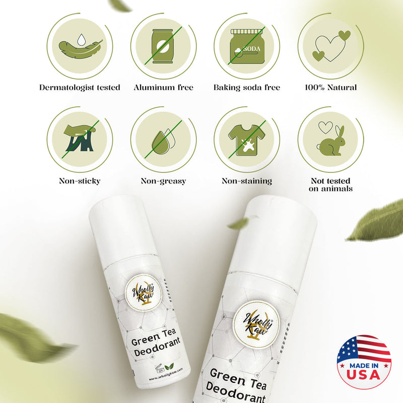 WhollyKaw Green Tea Deodorant - Dermatologist Tested Men