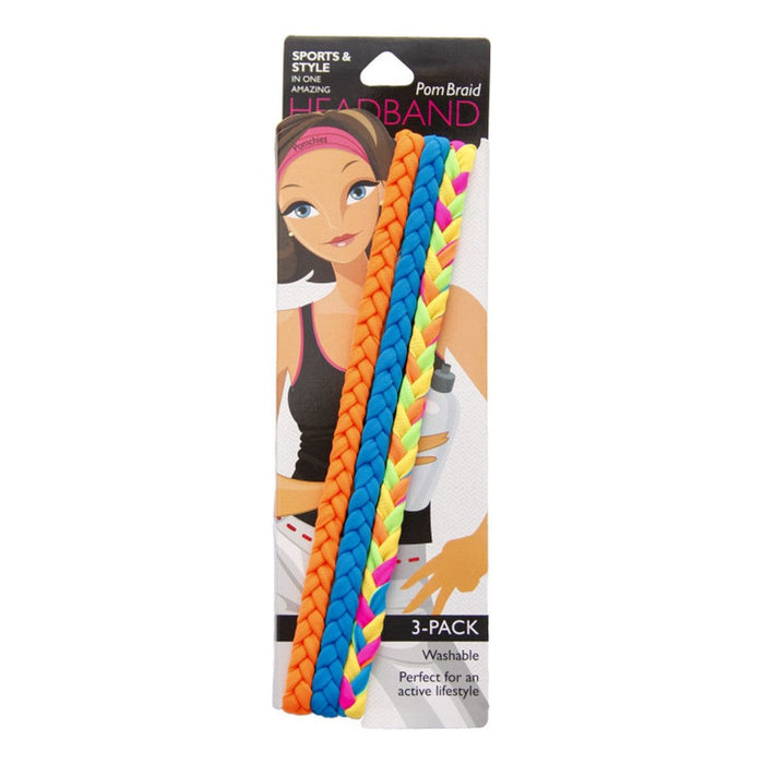 The Bullish Store - 3 Pack Fiesta Light Pom Braid Headband | 80S Hair Band