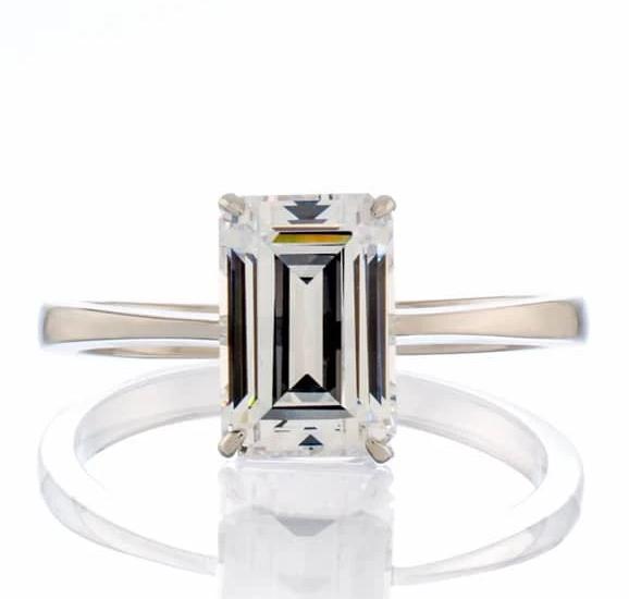 3 Carat Emerald Cut Cubic Zirconia Solitaire Engagement Ring