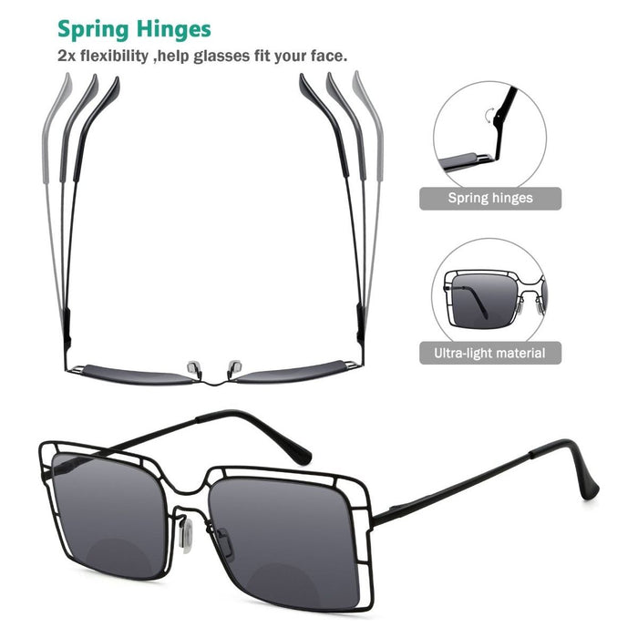 3 Pack Bifocal Sunglasses Thin Metal Hollow Readers SBR2301