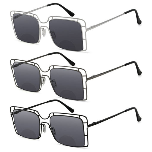 3 Pack Bifocal Sunglasses Thin Metal Hollow Readers SBR2301