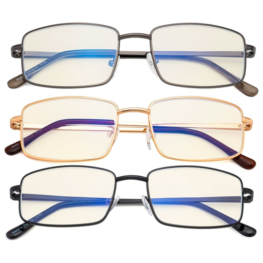 eyekeeper.com - 3 Pack Rectangle Blue Light Filter Reading Glasses UVR15023