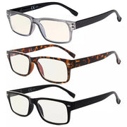 eyekeeper.com 3 Pack Blue Light Filter Reading Glasses Computer Readers UVR108 Eyeglasses