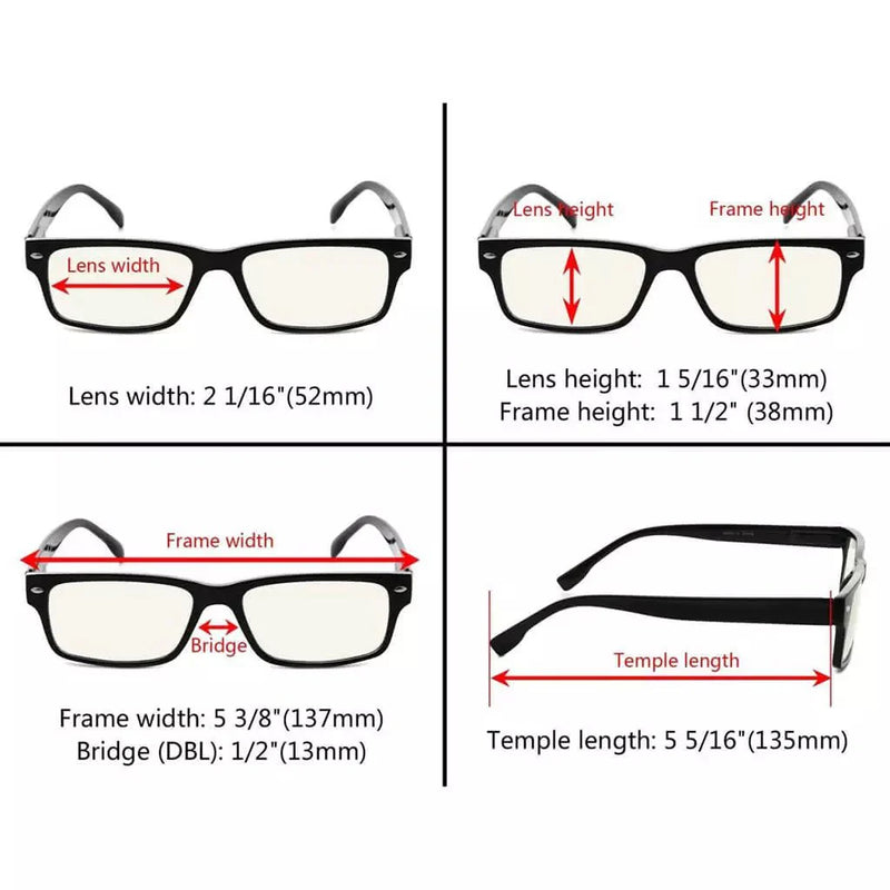 eyekeeper.com 3 Pack Blue Light Filter Reading Glasses Computer Readers UVR108 Eyeglasses