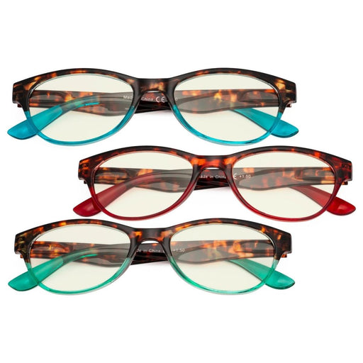 3 Pack Cat-eye Blue Light Filter Reading Glasses UVR074D