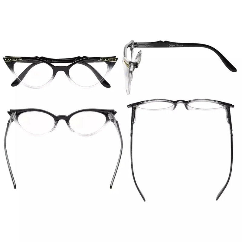 eyekeeper.com 3 Pack Cat-eye Reading Glasses Include Sunshine Readers R914 Eyeglasses