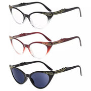 eyekeeper.com 3 Pack Cat-eye Reading Glasses Include Sunshine Readers R914 Eyeglasses