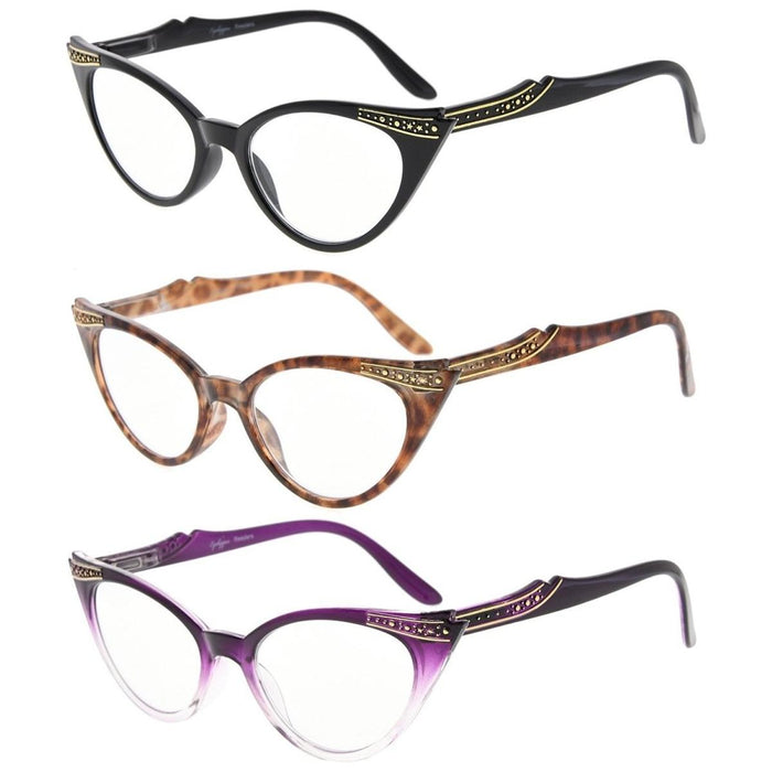 3 Pack Cat-eye Reading Glasses Women R914