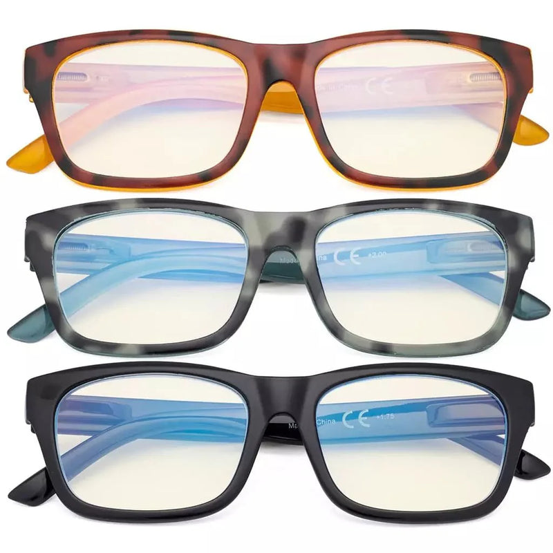 eyekeeper.com 3 Pack Chic Blue Light Filter Reading Glasses UVR045 Eyeglasses