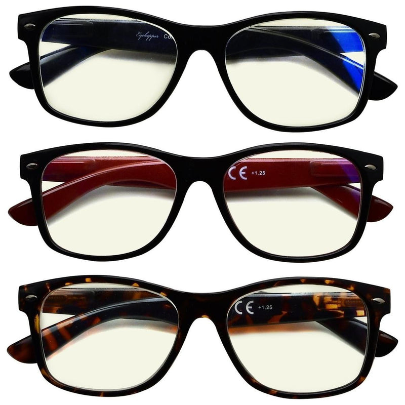 eyekeeper.com 3 Pack Classic Blue Light Filter Reading Glasses UV109 Eyeglasses