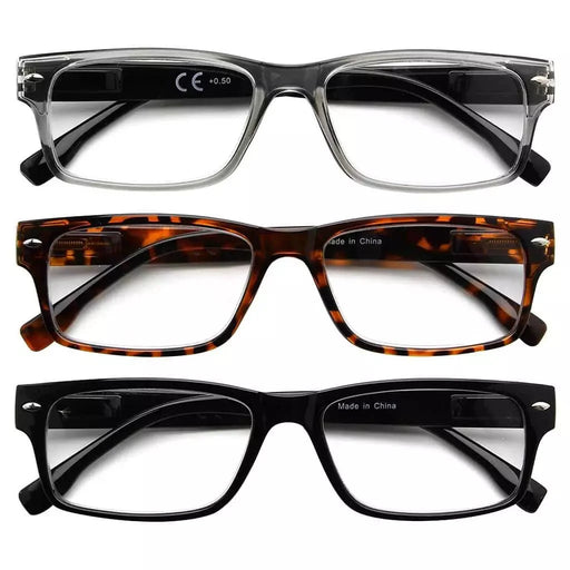 eyekeeper.com 3 Pack Classic Rectangle Reading Glasses Narrow Lens R108 Eyeglasses
