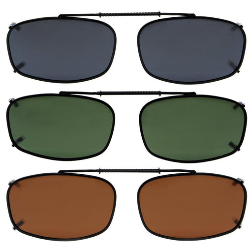 3 Pack Classic Sunglasses Clip on Polarized C62 (52MMx32MM)