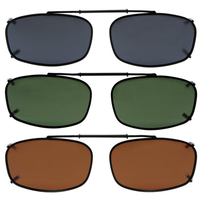 3 Pack Classic Sunglasses Clip on Polarized C62 (52MMx32MM)