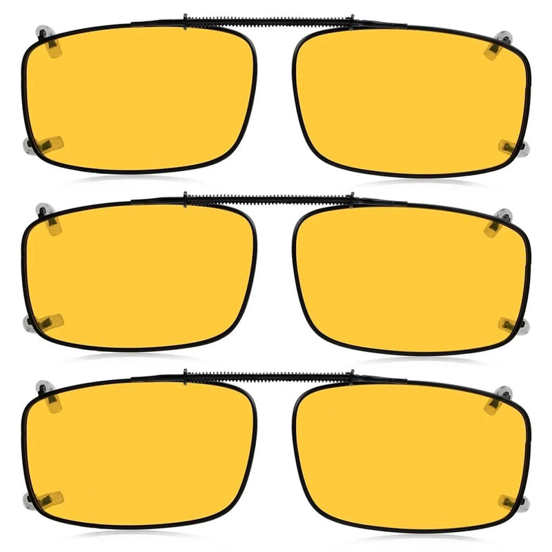 eyekeeper.com 3 Pack Clip on Polarized Night Vision Driving Glasses C63 (52MMx33MM) Sunglasses