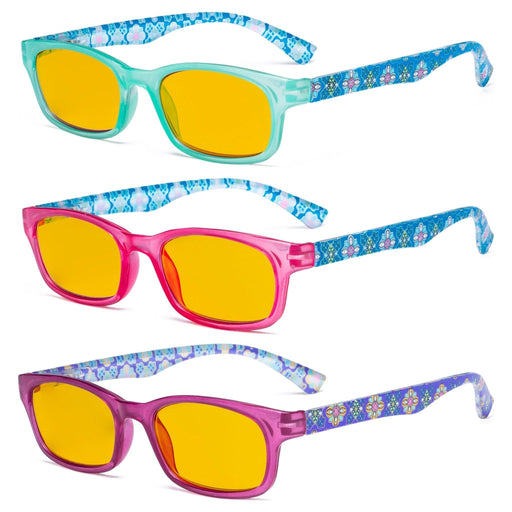 eyekeeper.com - 3 Pack Floral Color Print Blue Light Blocking Readers HP029