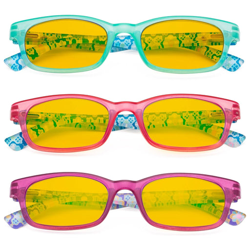 eyekeeper.com - 3 Pack Floral Color Print Blue Light Blocking Readers HP029