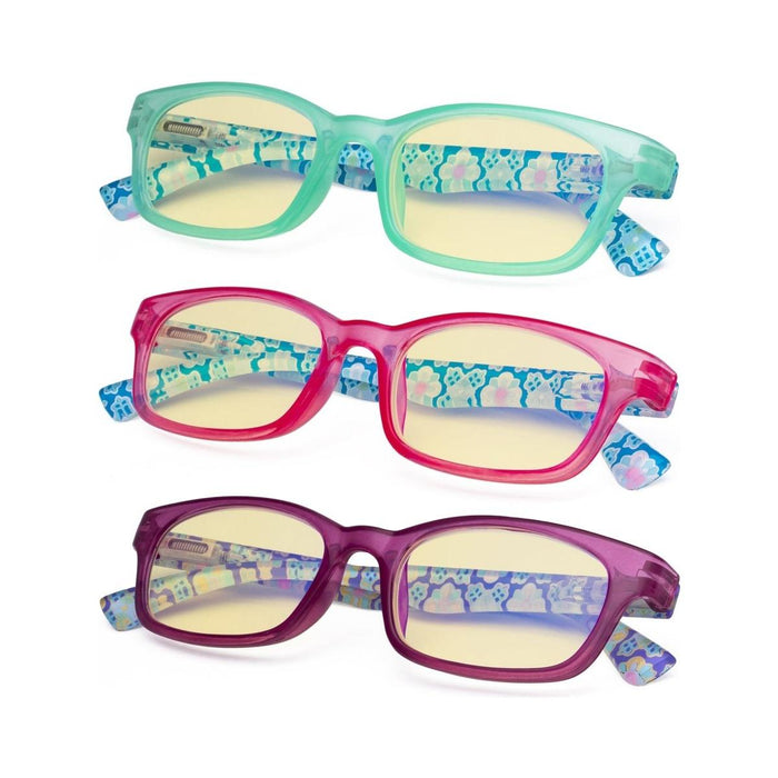 eyekeeper.com - 3 Pack Floral Print Blue Light Blocking Readers TM029