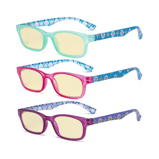 eyekeeper.com - 3 Pack Floral Print Blue Light Blocking Readers TM029