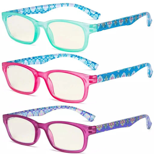 eyekeeper.com 3 Pack Floral Print Blue Light Filter Readers UVR029 Eyeglasses