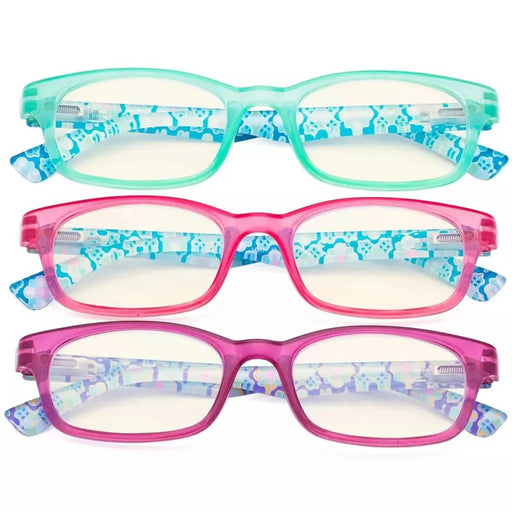 eyekeeper.com 3 Pack Floral Print Blue Light Filter Readers UVR029 Eyeglasses