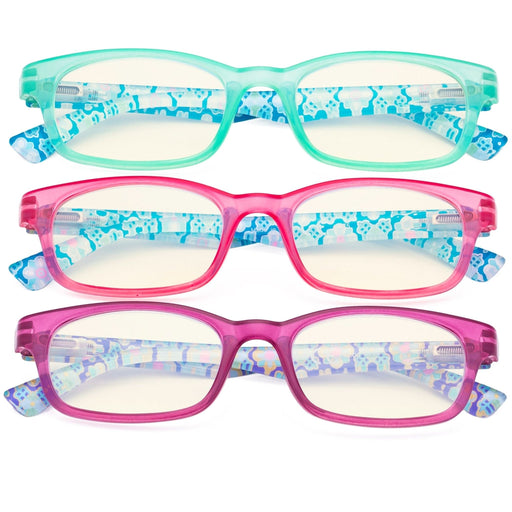 eyekeeper.com - 3 Pack Floral Print Blue Light Filter Readers UVR029