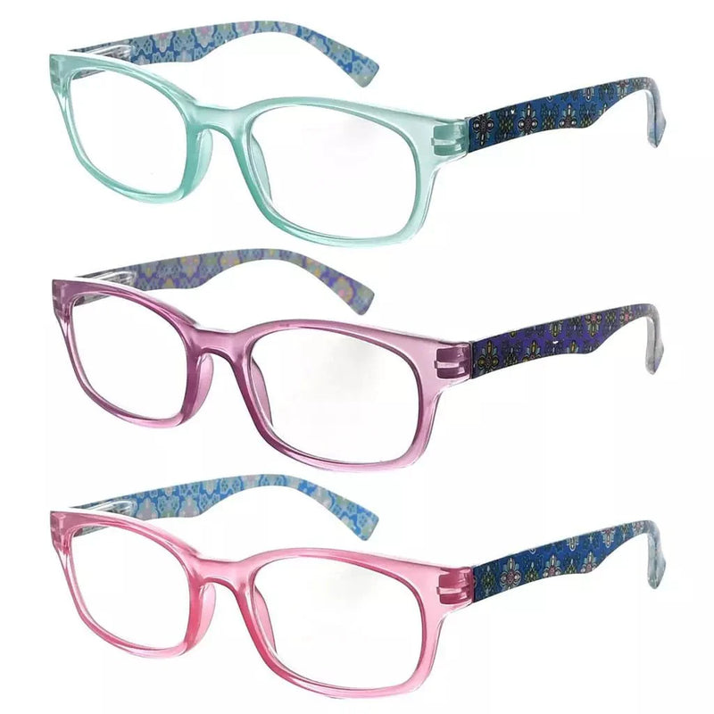 eyekeeper.com 3 Pack Floral Print Temple Reading Glasses 3PKR029 Eyeglasses