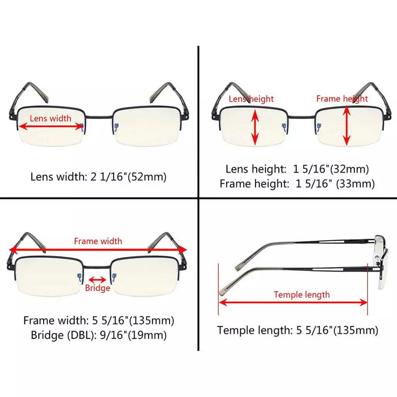 eyekeeper.com 3 Pack Half-rim Blue Light Filter Reading Glasses UVR15014 Eyeglasses