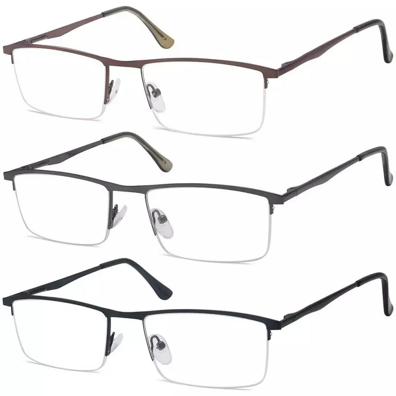 eyekeeper.com 3 Pack Half-rim Metal Frame Reading Glasses R1614 Eyeglasses