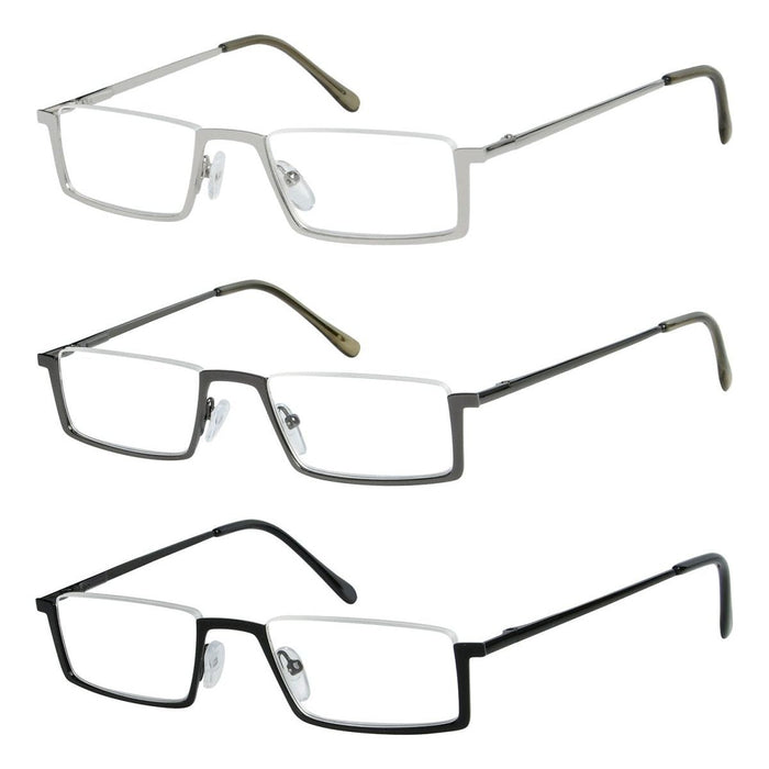 eyekeeper.com - 3 Pack Half Rim Metal Reading Glasses R1613