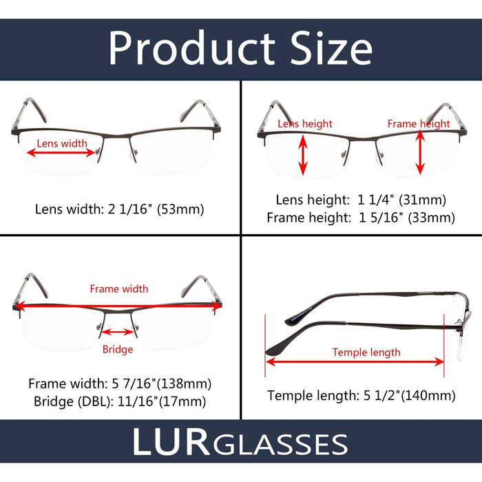 eyekeeper.com - 3 Pack Metal Half-rim Reading Glasses 3-R1614