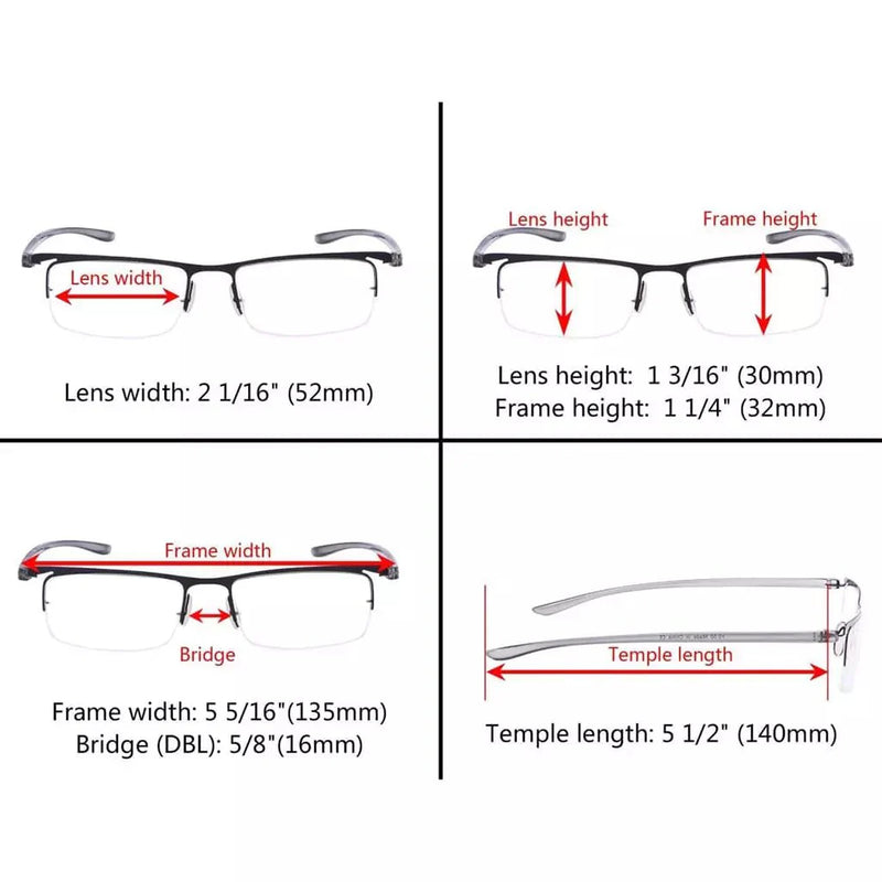 eyekeeper.com 3 Pack Half Rim Reading Glasses 3-R15615 Eyeglasses
