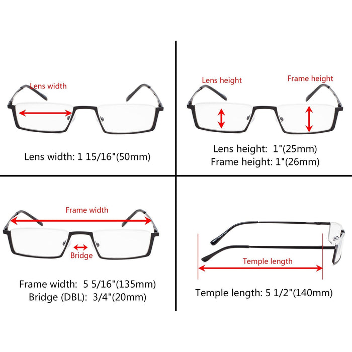 eyekeeper.com - 3 Pack Half Rim Metal Reading Glasses R1613