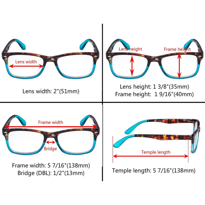 eyekeeper.com - 3 Pack Rectangle Comfort Reading Glasses R075D