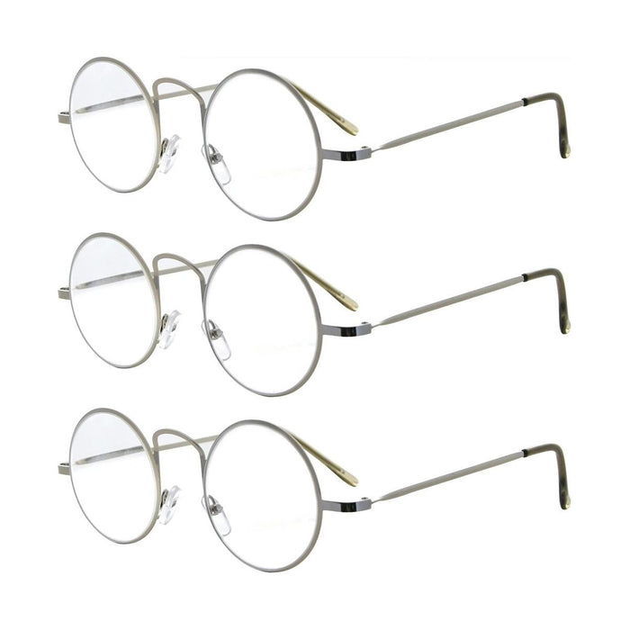 eyekeeper.com - 3 Pack Lightweight Round Metal Reading Glasses R15025