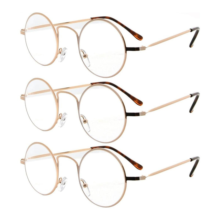 eyekeeper.com - 3 Pack Lightweight Round Metal Reading Glasses R15025