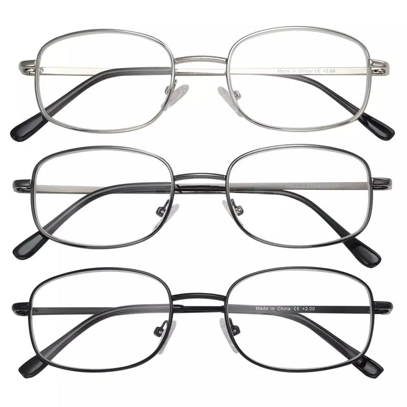 eyekeeper.com 3 Pack Lightweight Wire Rim Metal Frame Reading Glasses R3235 Eyeglasses