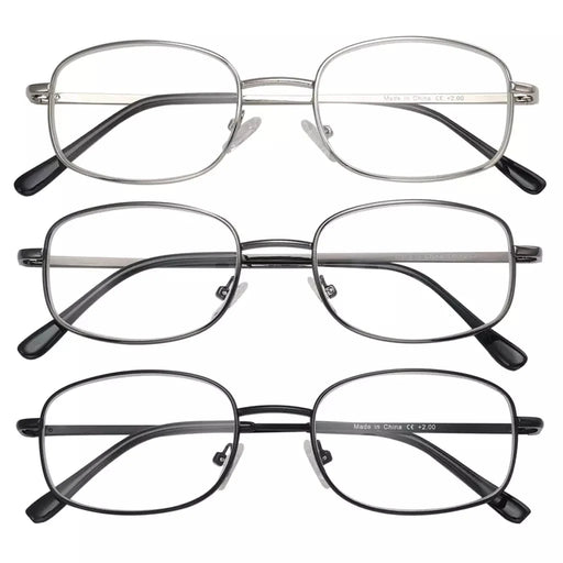 eyekeeper.com 3 Pack Lightweight Wire Rim Metal Frame Reading Glasses R3235 Eyeglasses