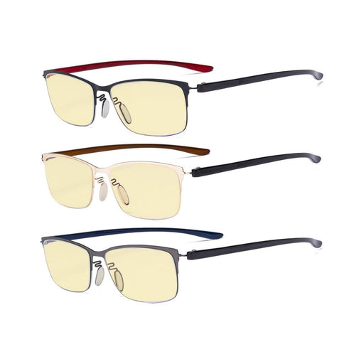 eyekeeper.com - 3 Pack Metal Blue Light Blocking Reading Glasses TMCG12801