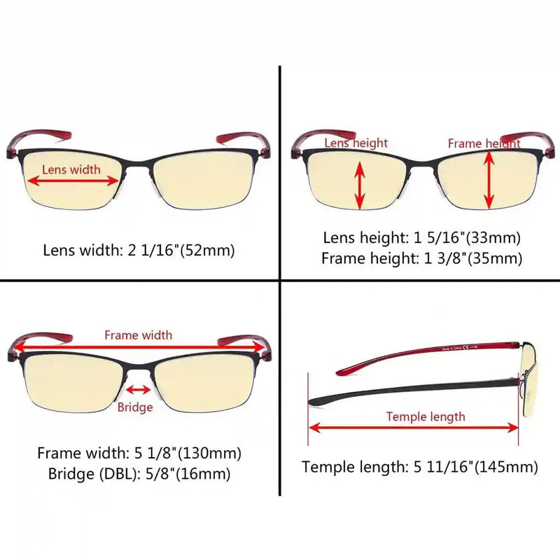 eyekeeper.com 3 Pack Metal Blue Light Blocking Reading Glasses TMCG12801 Eyeglasses