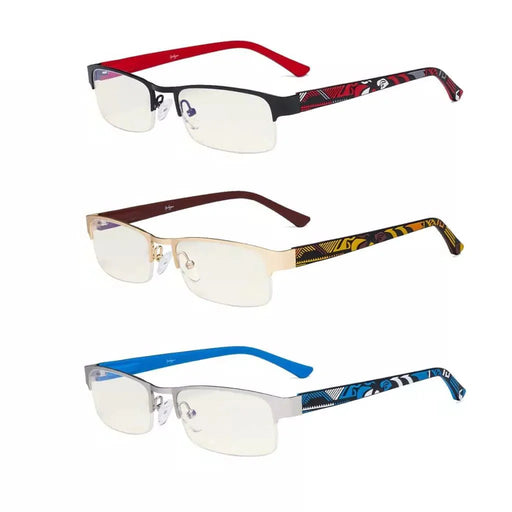 eyekeeper.com 3 Pack Metal Blue Light Filter Eyeglasses UV17005 Eyeglasses