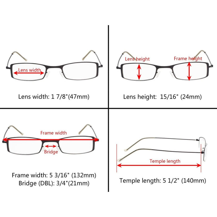 Eyekeeper.Com - 3 Pack Metal Frame Trendy Reading Glasses R12005