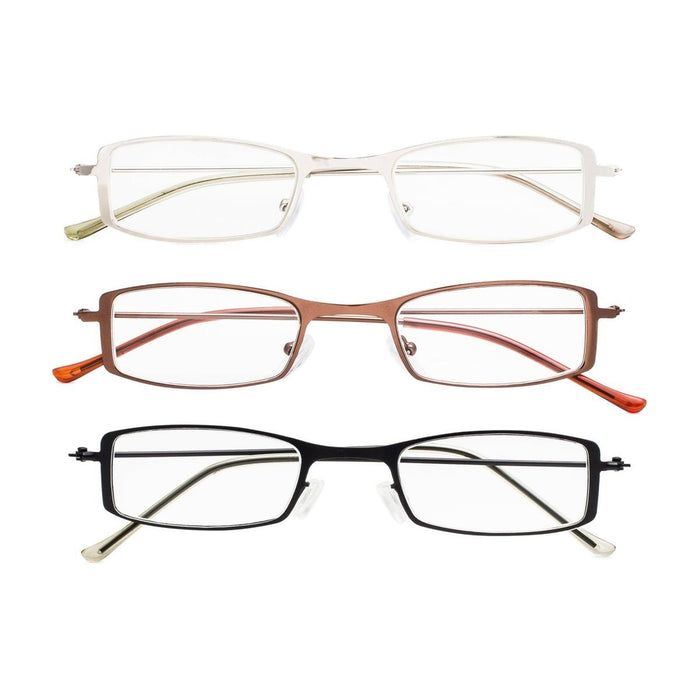 Eyekeeper.Com - 3 Pack Metal Frame Trendy Reading Glasses R12005