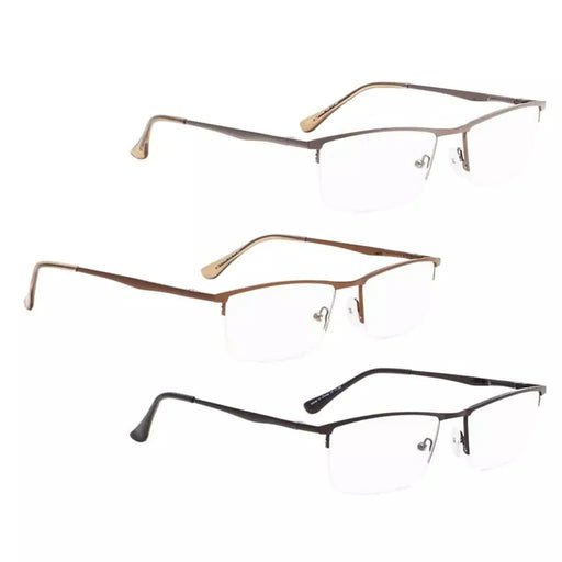 eyekeeper.com 3 Pack Metal Half-rim Reading Glasses 3-R1614 Eyeglasses
