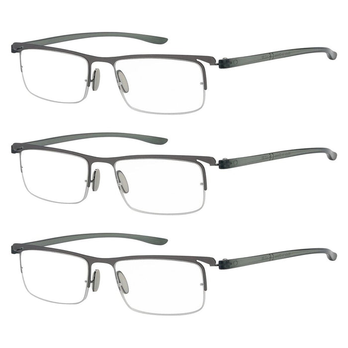 Eyekeeper.Com - 3 Pack Metal Half Rim Reading Glasses R15615