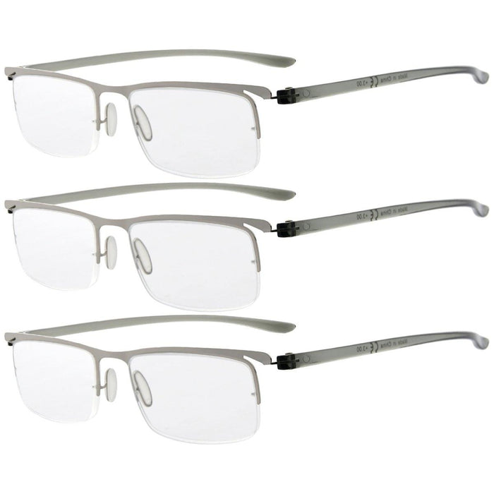 Eyekeeper.Com - 3 Pack Metal Half Rim Reading Glasses R15615