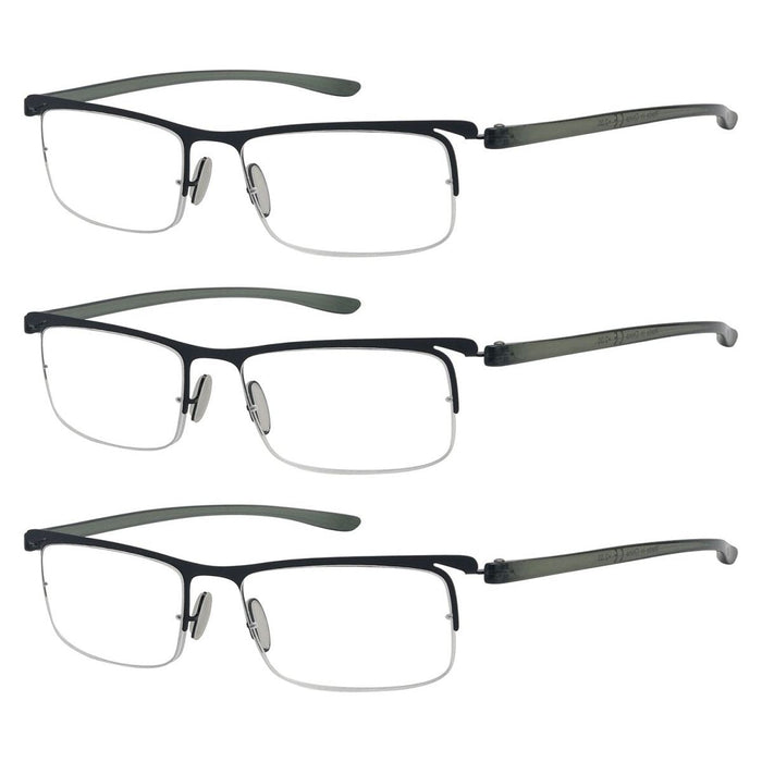 Eyekeeper.Com - 3 Pack Metal Half Rim Reading Glasses R15615