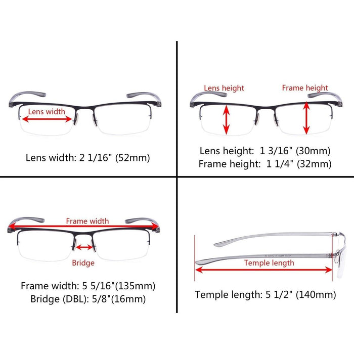 Eyekeeper.Com - 3 Pack Metal Half Rim Reading Glasses R15615