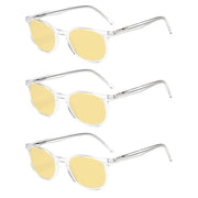 eyekeeper.com 3 Pack Oval Round Blue Light Blocking Reading Glasses TMB065 Eyeglasses